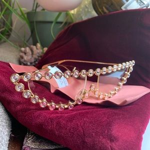 Auth.GUCCI HOLLYWOOD 60 Crystals cat Optical glasses